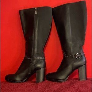 Wide calf high heel boots, size 11W